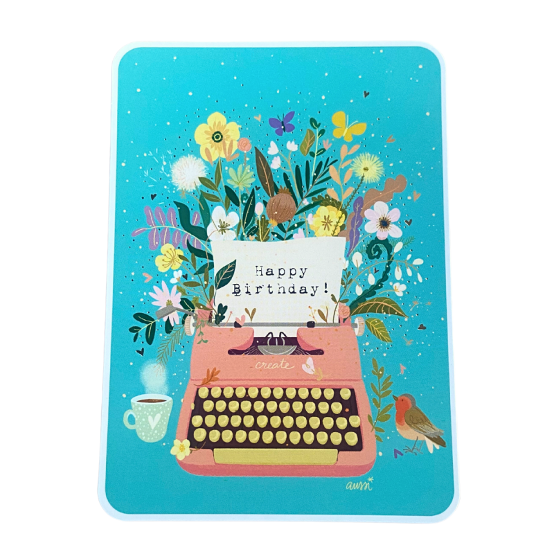 Carte anniversaire machine à écrire