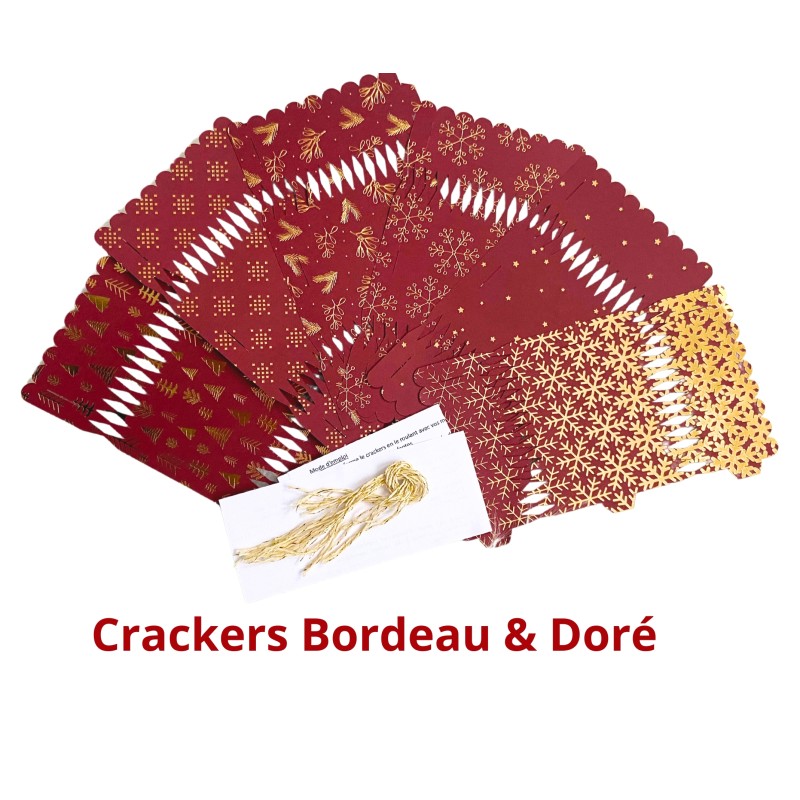 6 Crackers de Noël DIY Bordeau & Doré