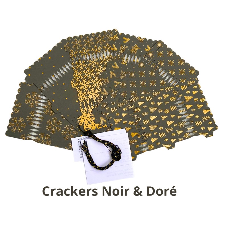 6 Crackers de Noël DIY Noir & Doré